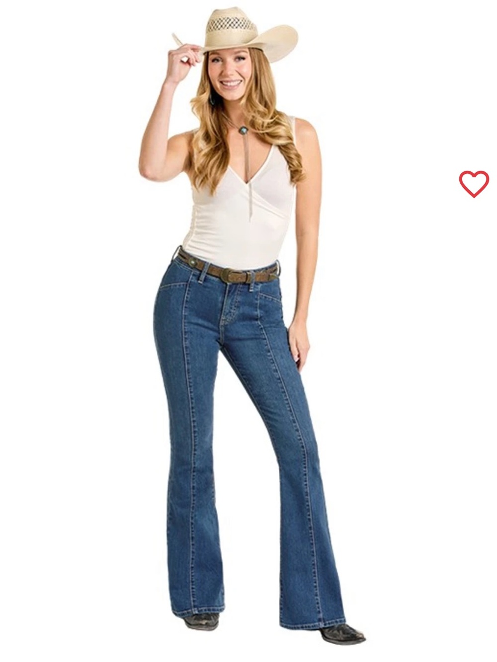 Rock & roll Denim Ladies High Rise Center Seam Medium Wash Denim Flare Jeans